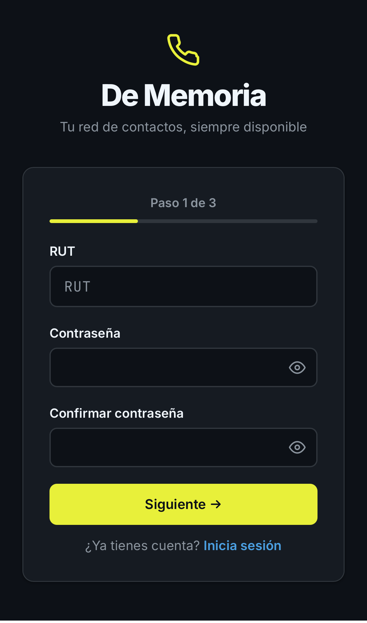 Registro - Paso 1