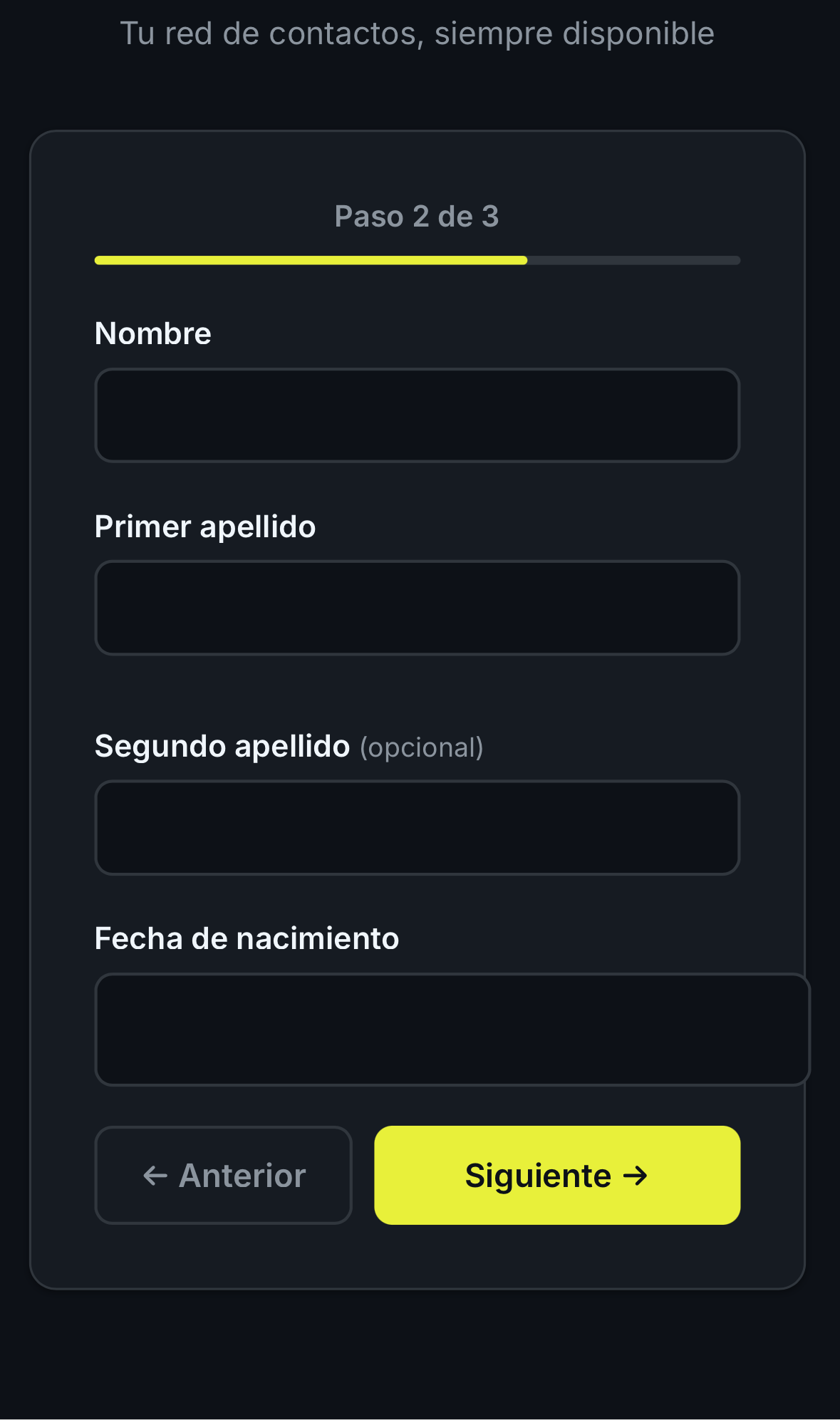 Registro - Paso 2