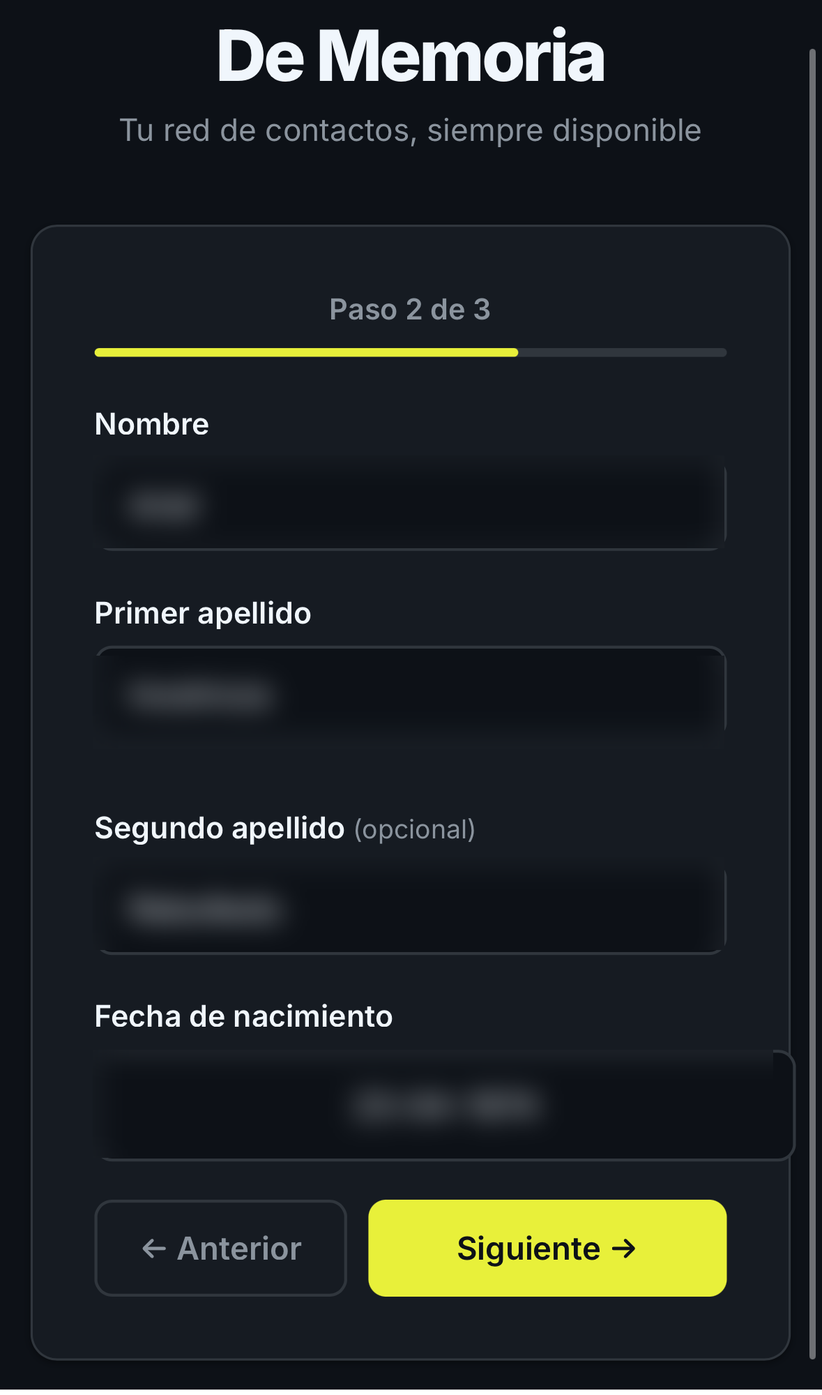 Registro - Datos personales