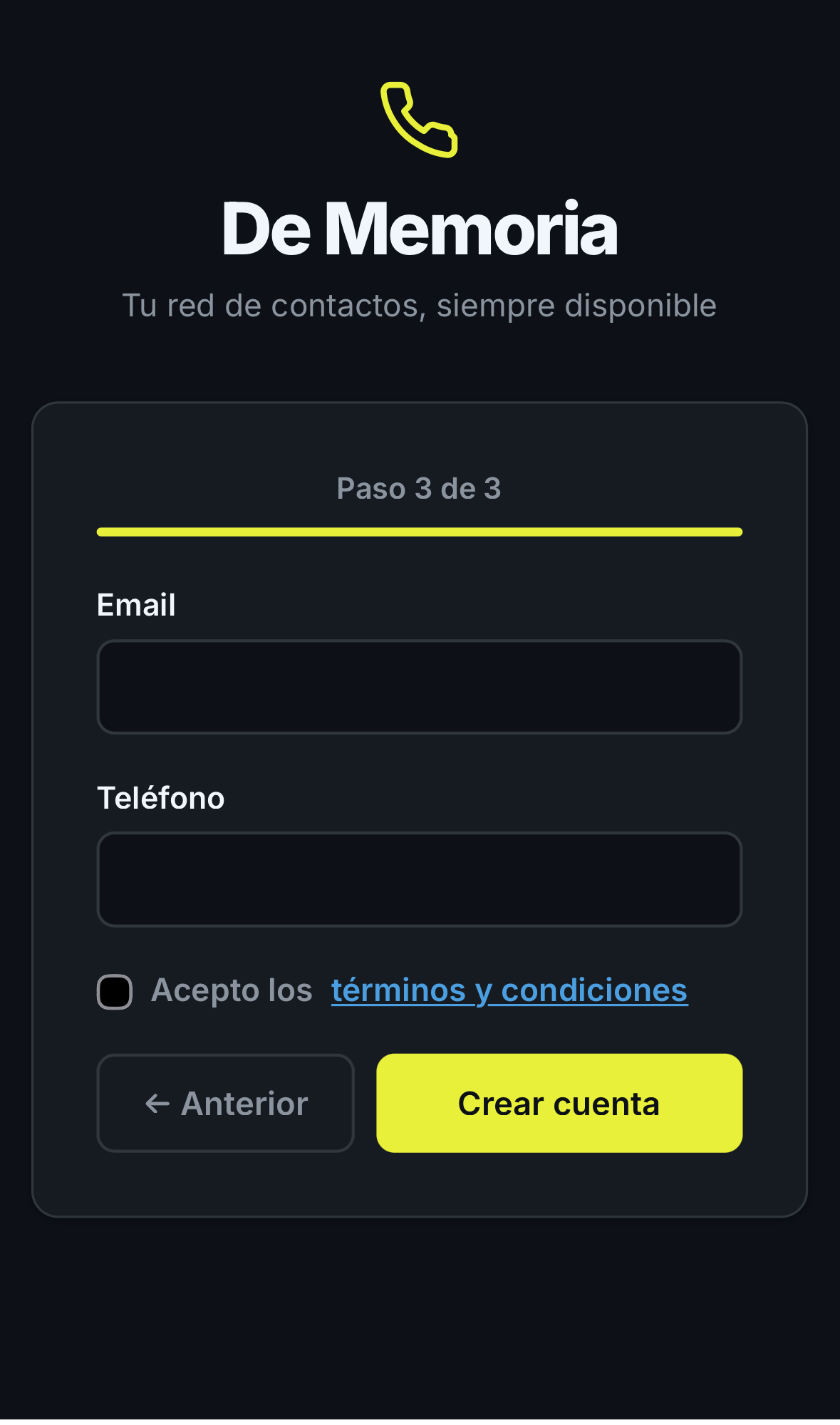 Registro - Paso 3