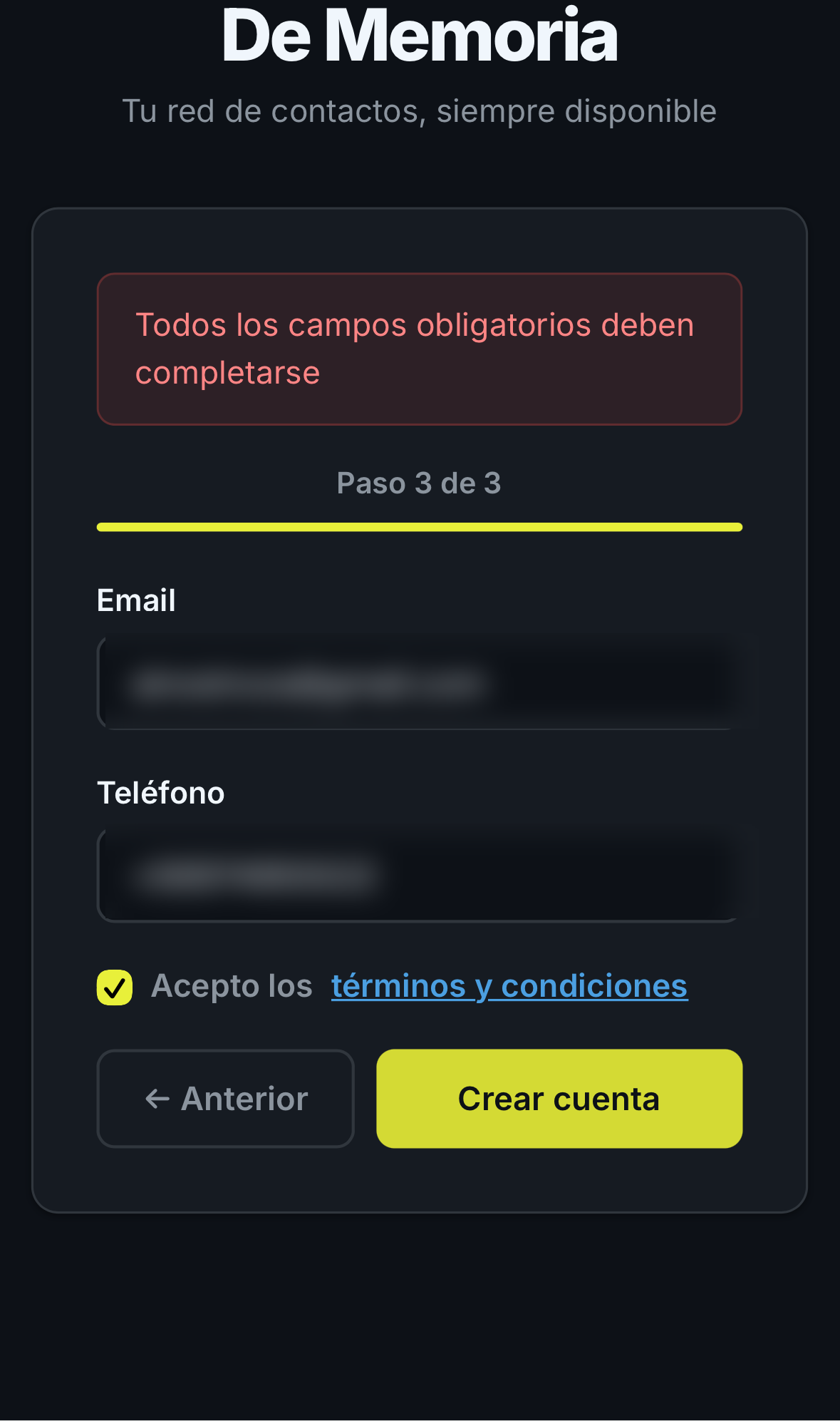 Registro - Confirmación